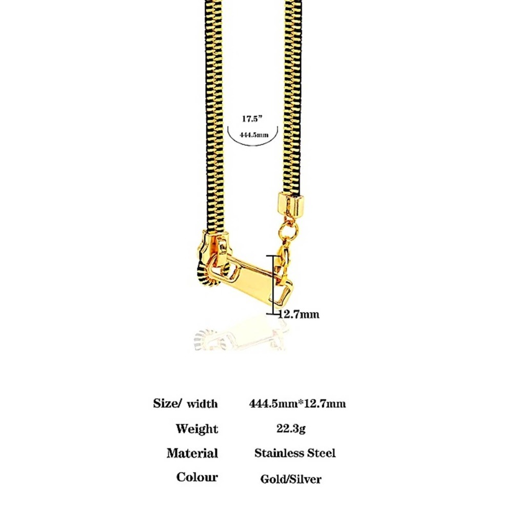 Gold Zipper Punk Minimalist Versatile Necklace - Picture 15 of 15